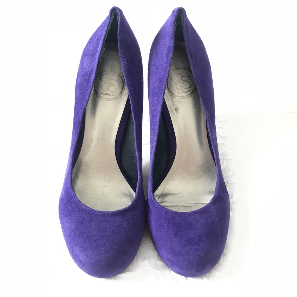 Jessica Simpson purple suede, blue heel / Size 8.5 - Picture 2 of 6